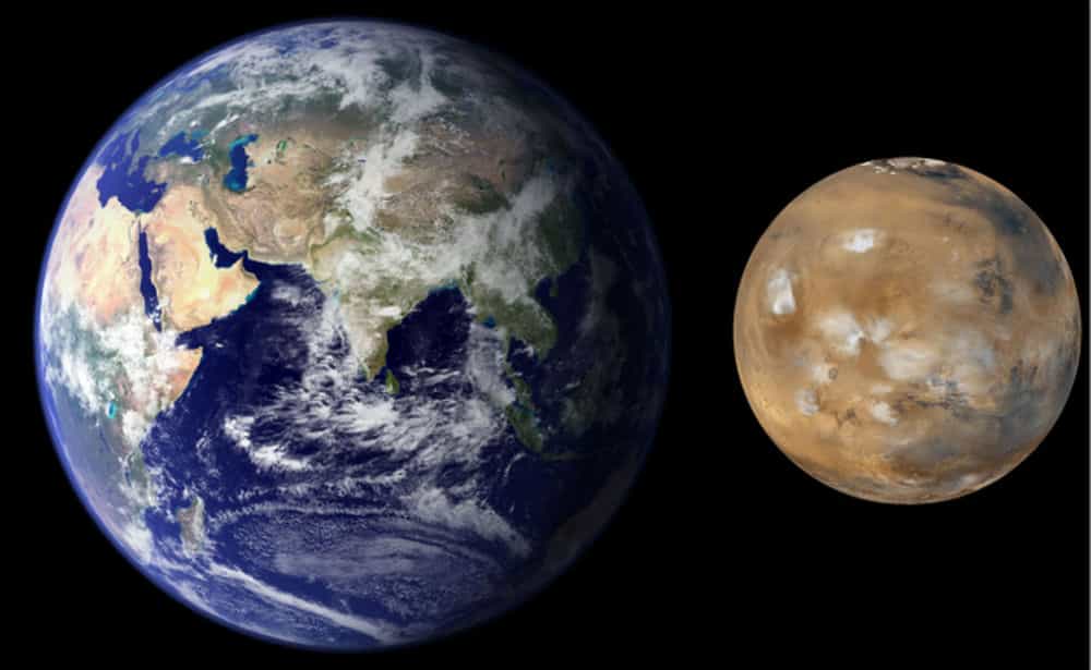 火星地球大小对比图片