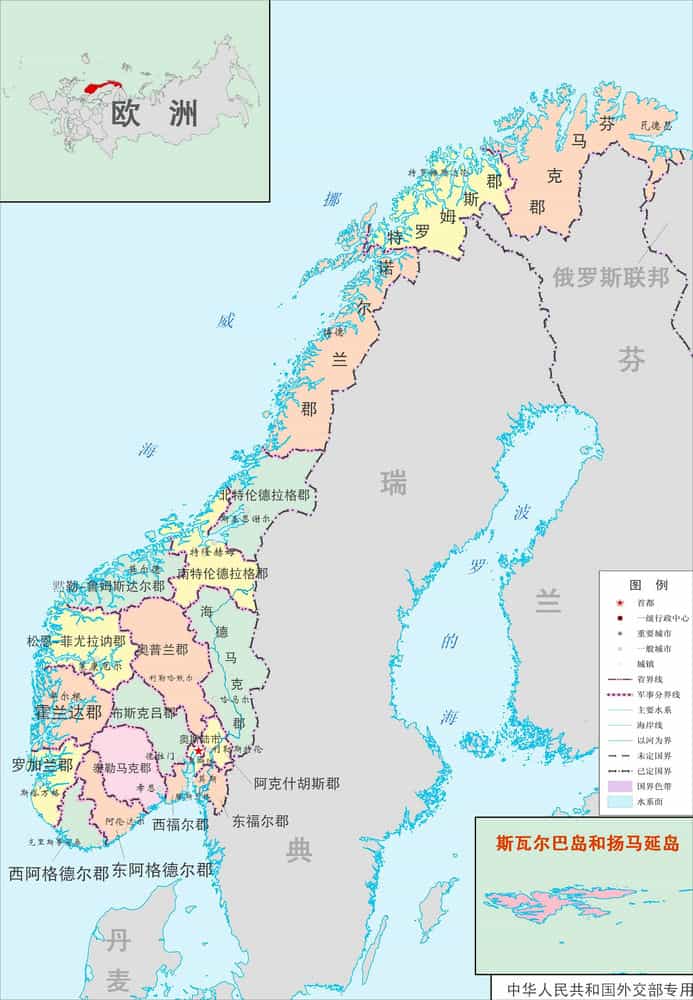 挪威地理位置及地图图片